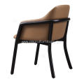 Designer brown leather armrest single chairs